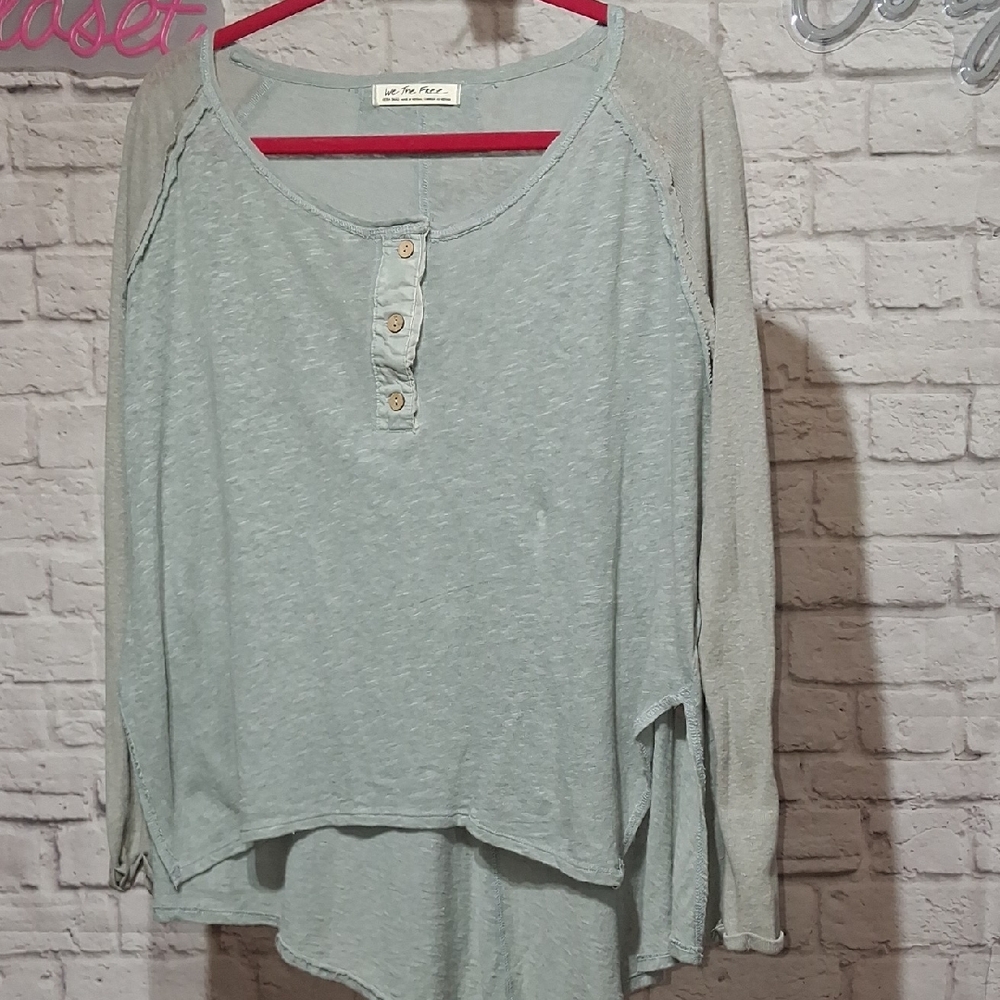 We The Free Light Sage Green Long Sleeve Henley